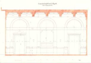 Gärtner, Friedrich von; Athen (Griechenland); Königliche Residenz (Athener Schloss) - Kapelle (Längsschnitt)