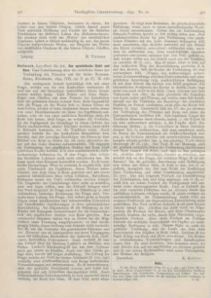 571-572 [Rezension] Hollweck, Jos., Der apostolische Stuhl und Rom. Eine Untersuchung über die rechtliche Natur der Verbindung des Primates mit der Sedes Romana