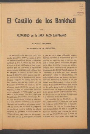 Capítulo primero - La sombra en la carretera