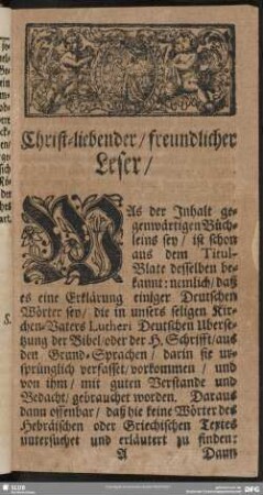 Christ-liebender, freundlicher Leser