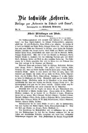 Allerlei Mitteilungen und Winke : (Fortsetzung von Seite 326 und Schluß)
