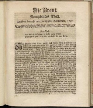 Neunzehendes Blatt. [28.07.1740]