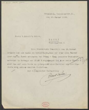 Brief an B. Schott's Söhne : 24.01.1914