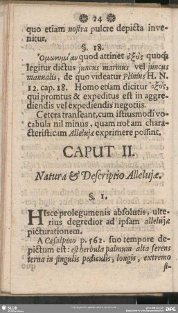 Caput II. Natura & Descriptio Allelujae