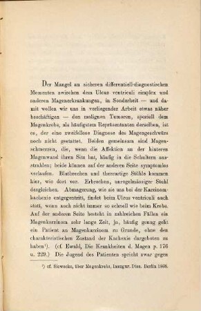 Über Ulcus ventriculi simplex mit Tumoren : Inaug. Diss.
