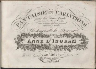 Fantaisie et variations : pour le piano forte sur l'air de Mons. r Caraffa ; O cara memoria degl'anni primieri ; oeuv. 1