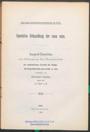 Operative Behandlung der coxa vara