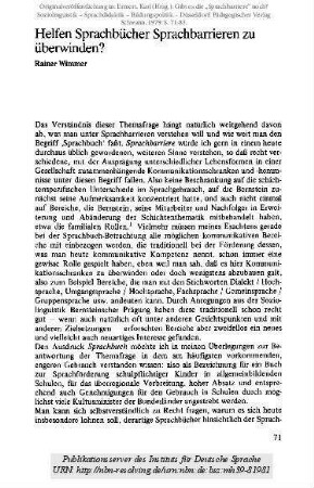 Helfen Sprachbücher Sprachbarrieren zu überwinden?