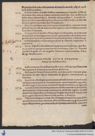 Philosophici, Artivm Hvmaniorum, & alij miscellanei libri.