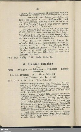 8. Dresden - Tetschen : über Pirna - Königstein - Schandau - Reinwiese - Herrnskretschen