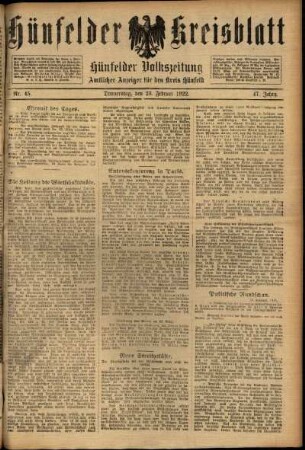 Ausgabe vom Donnerstag, den 23. Februar 1922.