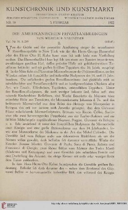 Neue Folge 33 = Jahrgang 57: Die amerikanischen Privatsammlungen, 2