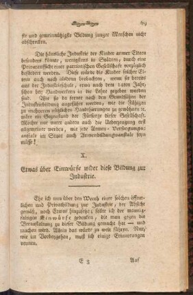 X. Etwas übr Einwürfe wider diese Bildung zur Industrie