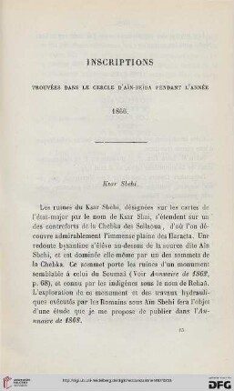 Sér. 2: Inscriptions trouvées dans le cercle d'Aїn-Beїda pendant l'année 1866