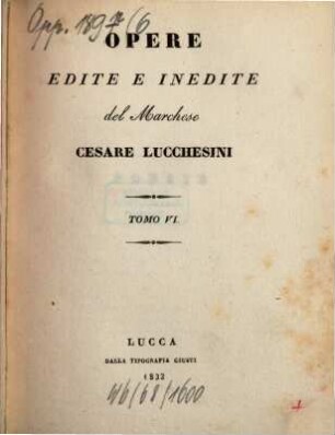 Opere edite e inedite, 6