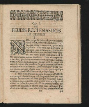 Cap. I. De Feudis Ecclesiasticis In Genere.