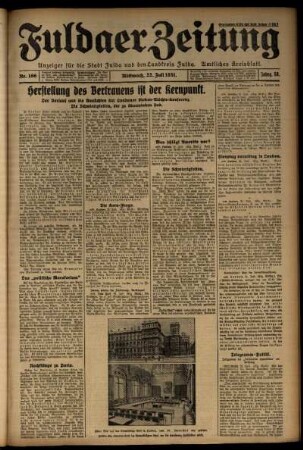 Erste Ausgabe vom Mittwoch, den 22. Juli 1931.