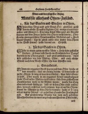 Siben und dreyßigister Absatz. Mittel für allerhand Ohren-Zuständ