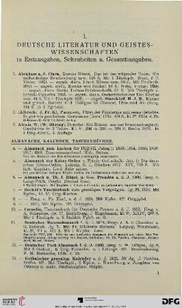 I. Deutsche Literatur und Geisteswissenschaften (Nr. 1-461)