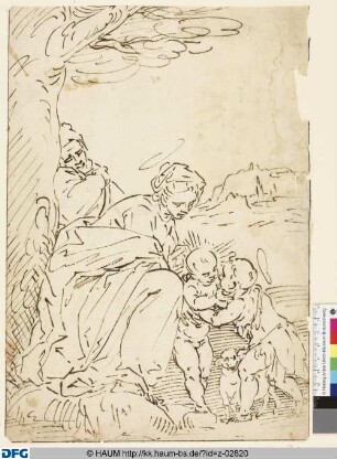 Heilige Familie mit dem Johannesknaben und einem Lamm