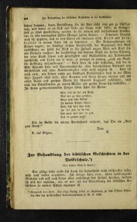 Zur Behandlung der biblischen Geschichten in der Volksschule