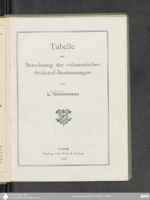 Tabelle zur Berechnung der volumetrischen Stickstoff-Bestimmungen