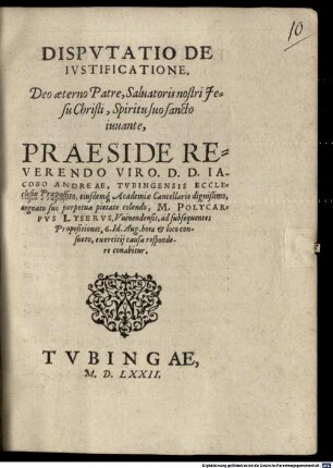 Disputatio De Iustificatione