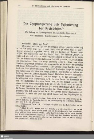Die Christianisierung und Pastorisierung der Kreisdörfer. (Ein Beitrag zur Kirchengeschichte des Landkreises Naumburg.)