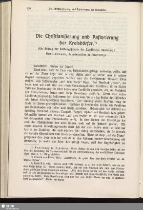 Die Christianisierung und Pastorisierung der Kreisdörfer. (Ein Beitrag zur Kirchengeschichte des Landkreises Naumburg.)