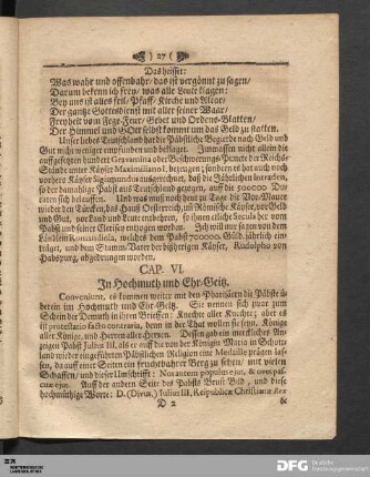 Cap. VI. In Hochmuth und Ehr-Geitz.
