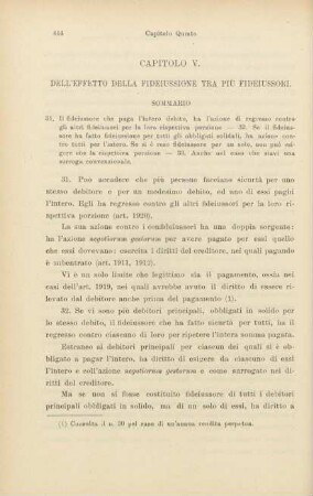 Capitolo V. Dell'effetto della fideiussione tra più fideiussori