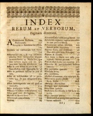 Index Rerum Et Verborum, Paginam denotans.