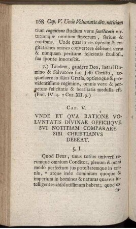 Cap. V. Unde Et Qua Ratione Voluntatis Divinae Officii Que Sui Notitiam Comparare Sibi Christianus Debeat.