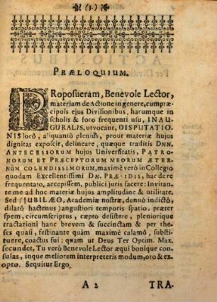 Materiae de actionibus, per divisionum hinc inde occurrentium, delineationem brevis et synthetica tractatio