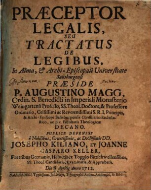 Praeceptor legalis, seu tractatus de legibus