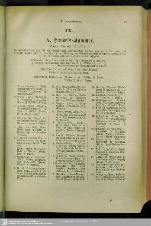 IX. Handelskammer, Gewerbekammer