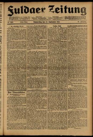 Erste Ausgabe vom Donnerstag, den 25. September 1913.