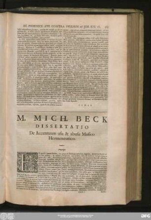 M. Mich. Beck Dissertatio De Accentuum usu & abusu Musico Hermeneutico.