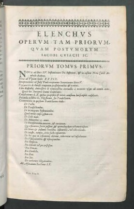 Elenchus Operum tam Priorum.