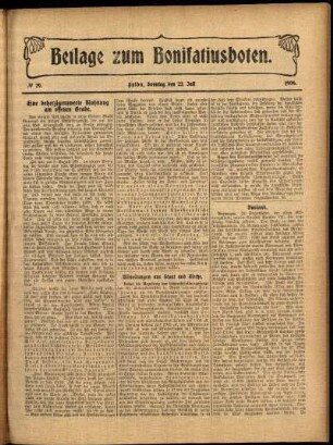Zweite Ausgabe vom Sonntag, den 22. Juli 1906.