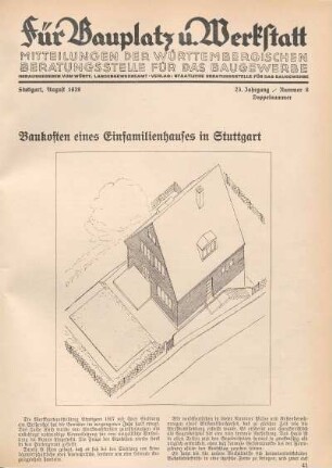 Baukosten eines Einfamilienhauses in Stuttgart