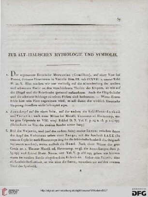 Zur alt-italischen Mythologie und Symbolik