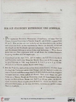 Zur alt-italischen Mythologie und Symbolik