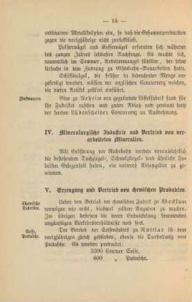 V. Erzeugung und Vertrieb von chemischen Produkten.