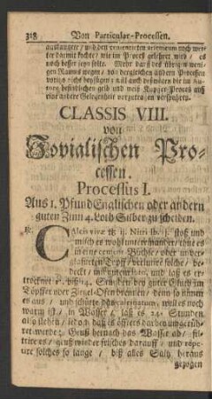 Classis VIII. von Jovialischen Processen