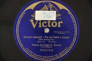 Manon Lescaut : Tra voi belle e brune; (Now among you); (atto 1.0) / (Puccini)