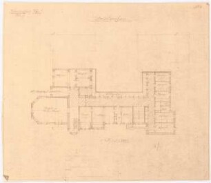 Krankenhaus, Clerf (Clervaux): Sockelgeschossgrundriss 1:200 (3. Entwurf)