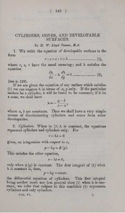 Cylinders, cones, and developable surfaces.