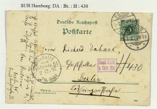 Postkarte an Richard Dehmel