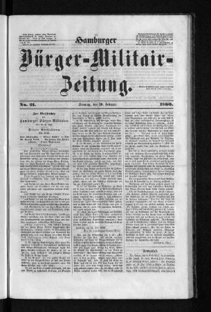 Hamburger Bürger-Militair-Zeitung. No. 21. 1860